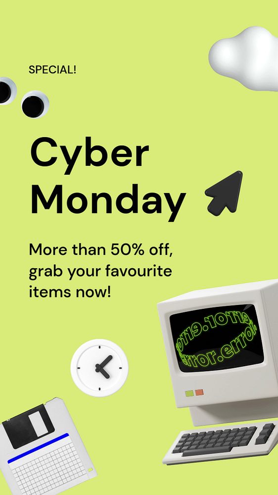 Cyber Monday Instagram story template, sale ad