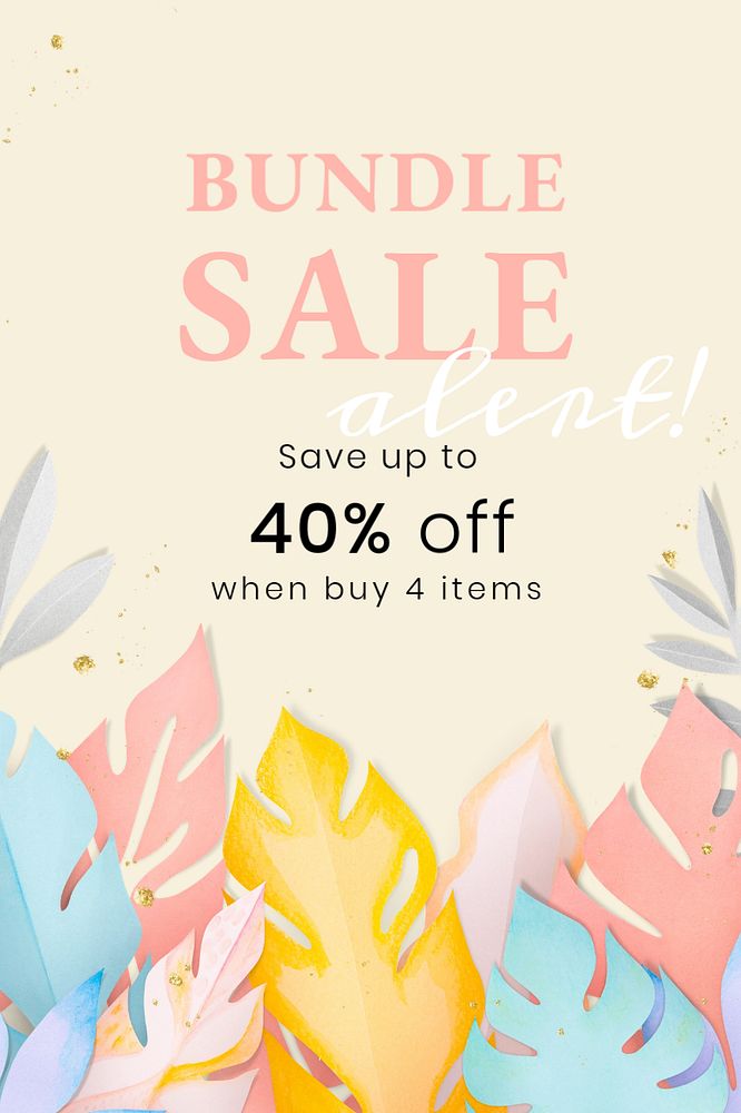 Bundle sale Pinterest pin template, summer editable design