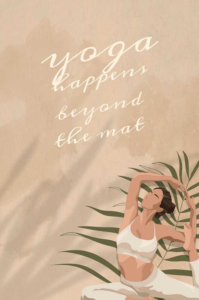 Yoga motivation banner template, beige memphis, editable text