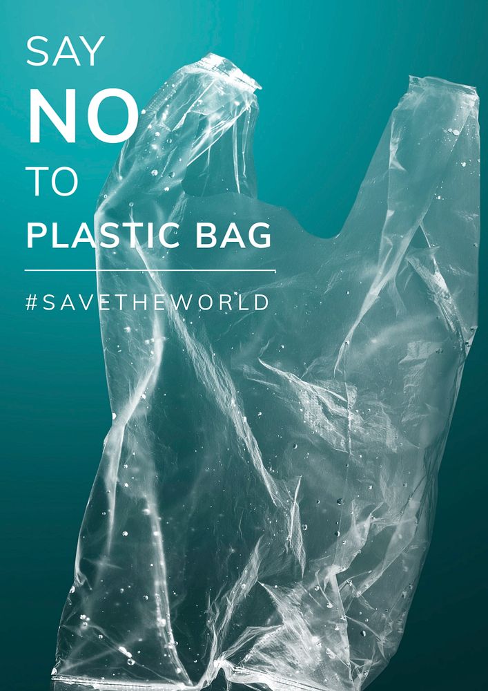 Plastic pollution poster template, editable design