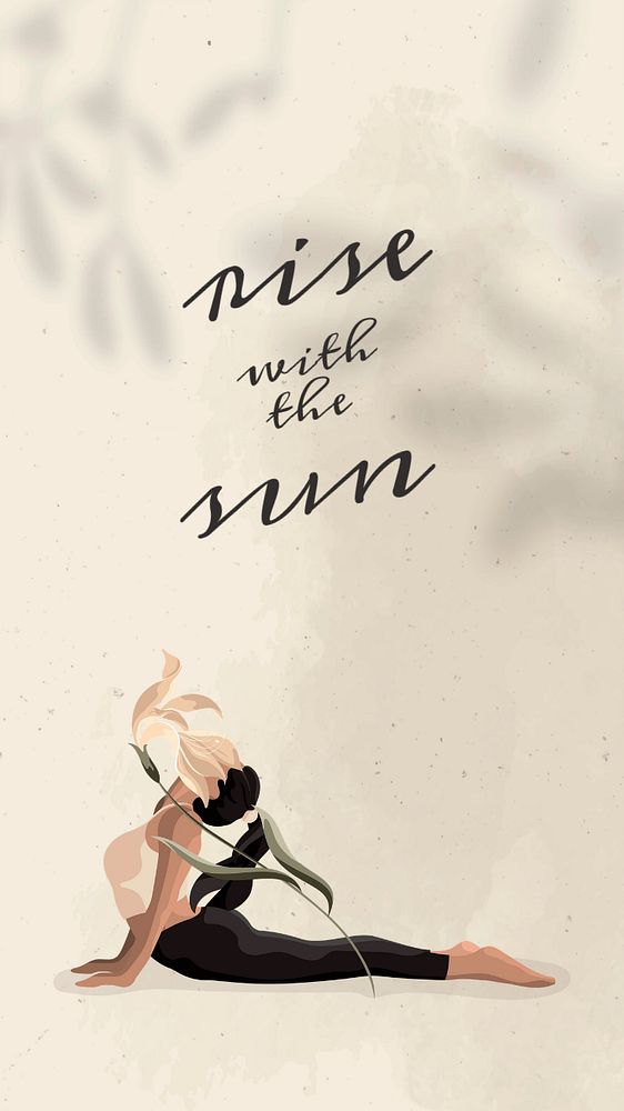 Yoga motivation instagram story template, beige memphis, editable design