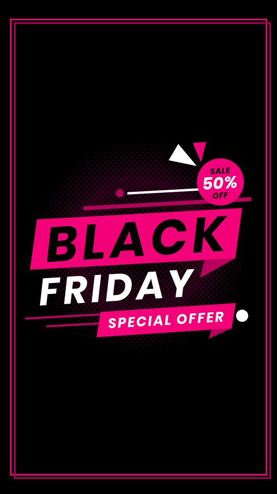 Black Friday instagram story template, pink funky design, editable text