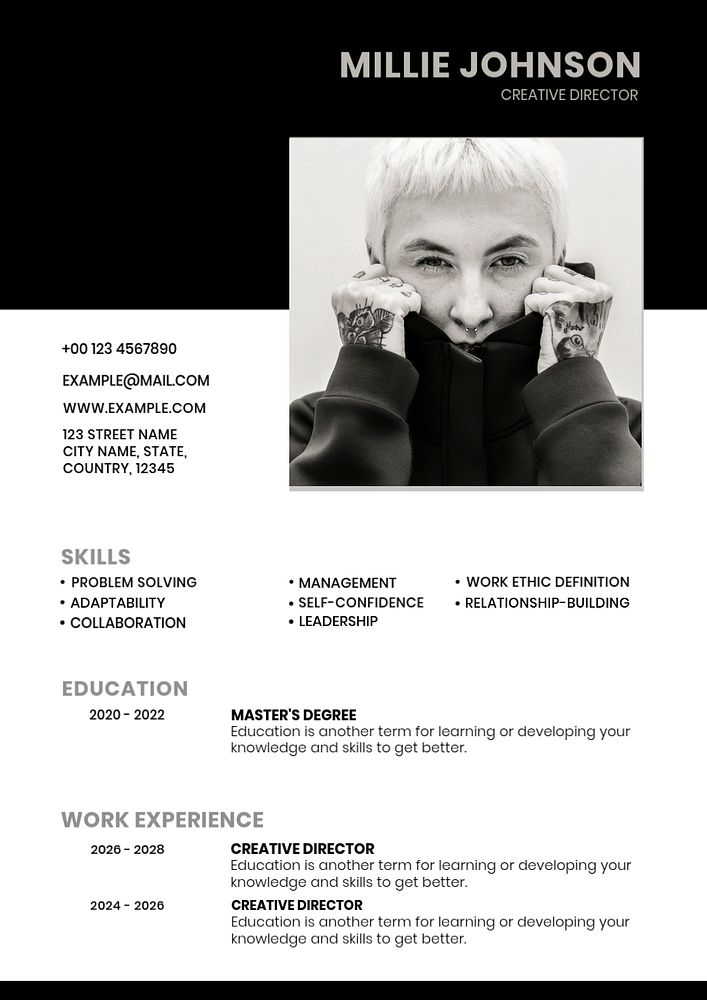 Creative fashion editable CV template resume builder