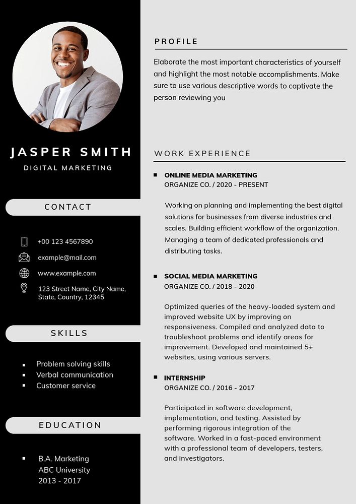 Professional CV editable template for professionals and executive level