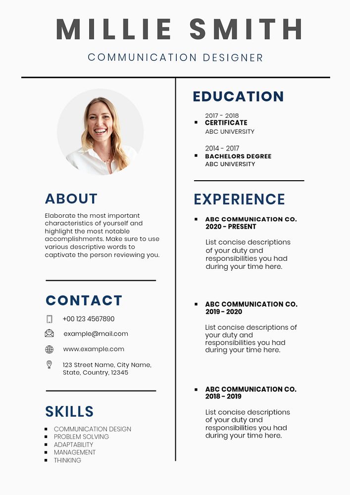 Minimal Resume editable template CV builder for professionals