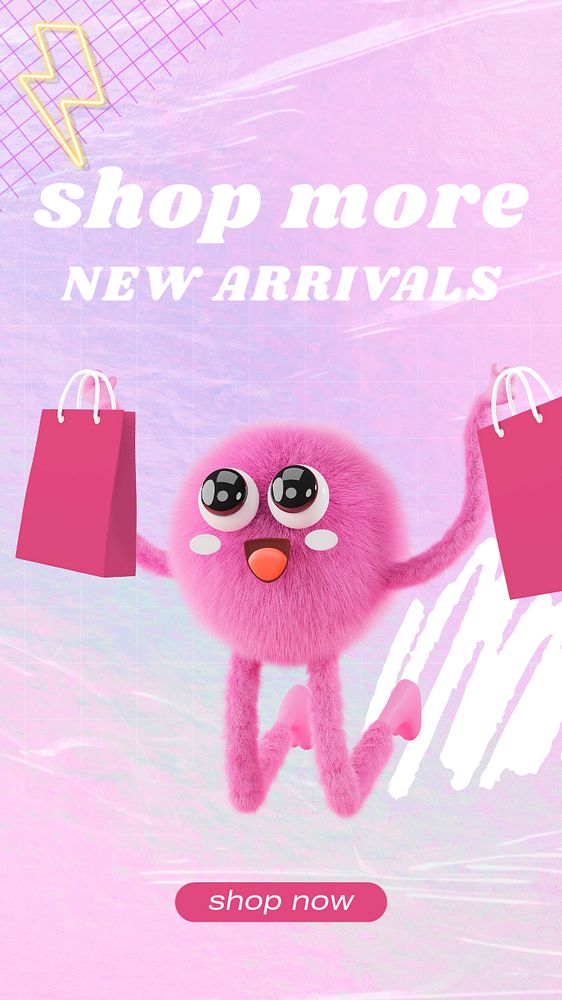 Shopping monster Instagram story template, new arrivals ad