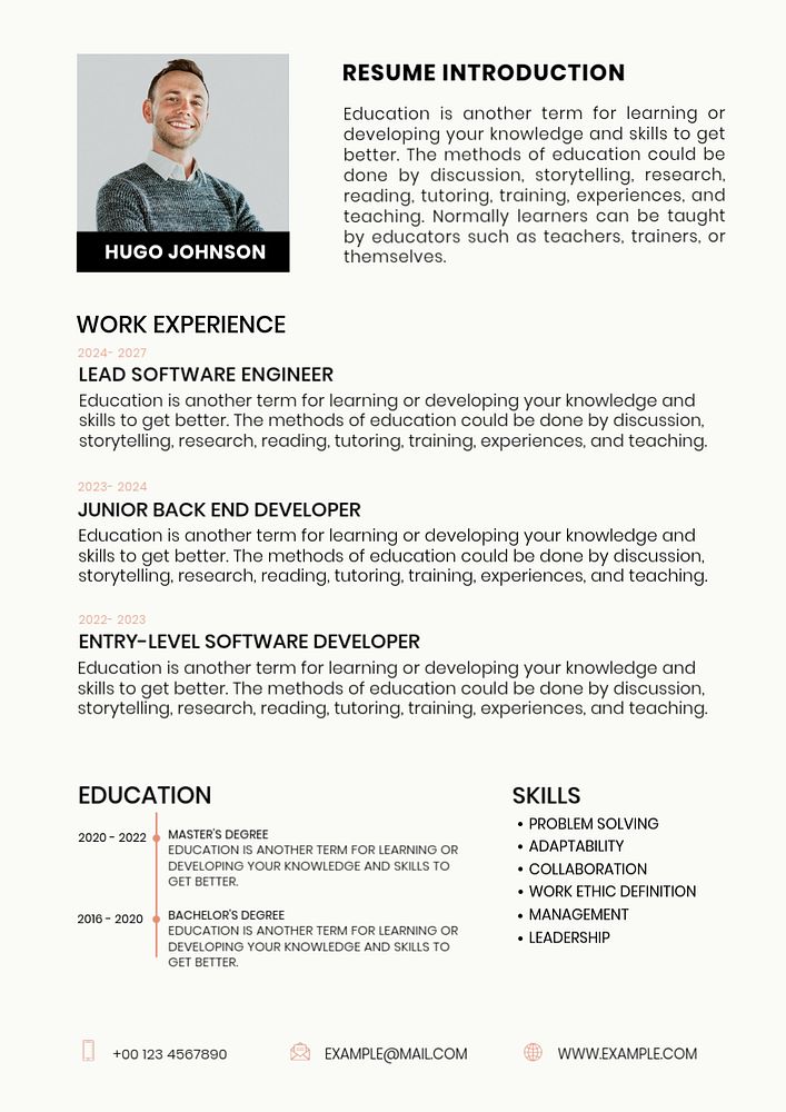 Minimal Resume editable template CV builder for professionals