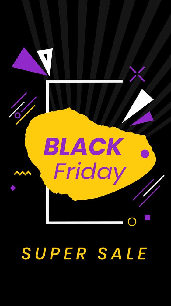 Black Friday instagram story template, yellow funky design, editable text