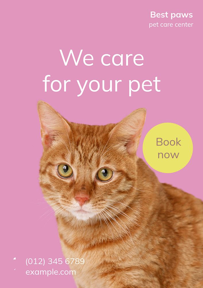Pet shop poster template, veterinary clinic advertisement