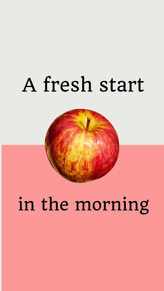 Simple social media story template, apple and motivating message