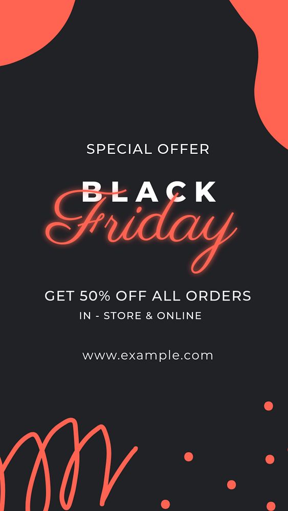 Black Friday Facebook story template, editable Memphis design