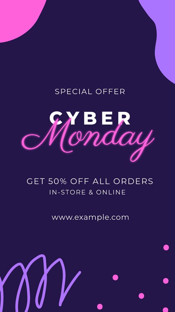 Cyber Monday Facebook story template, editable Memphis design