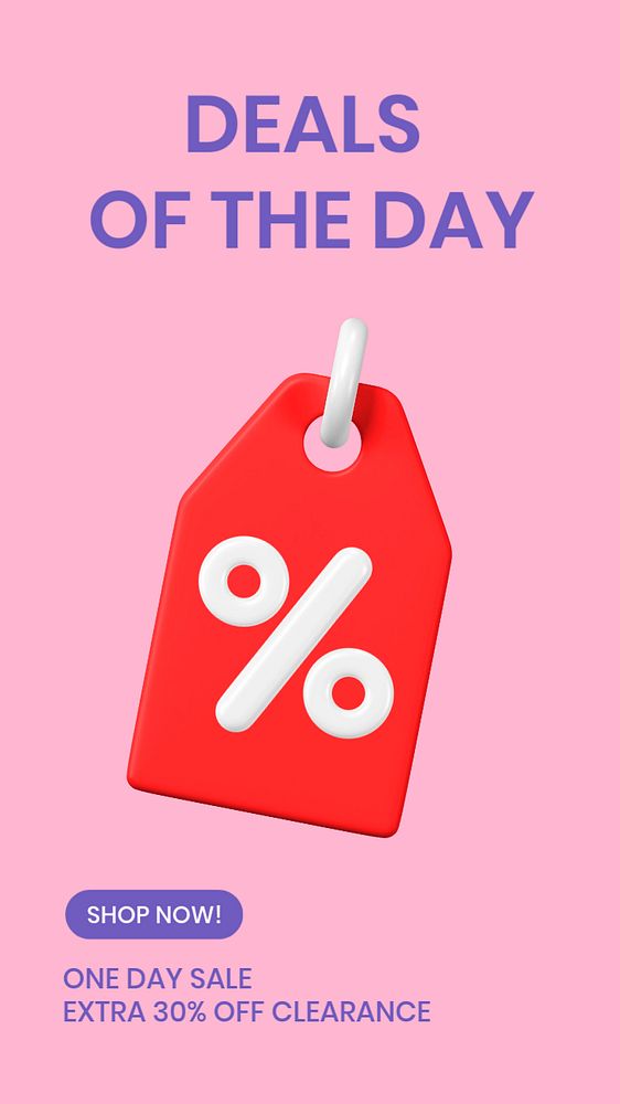 Online sale Facebook story template, editable text on 3D design