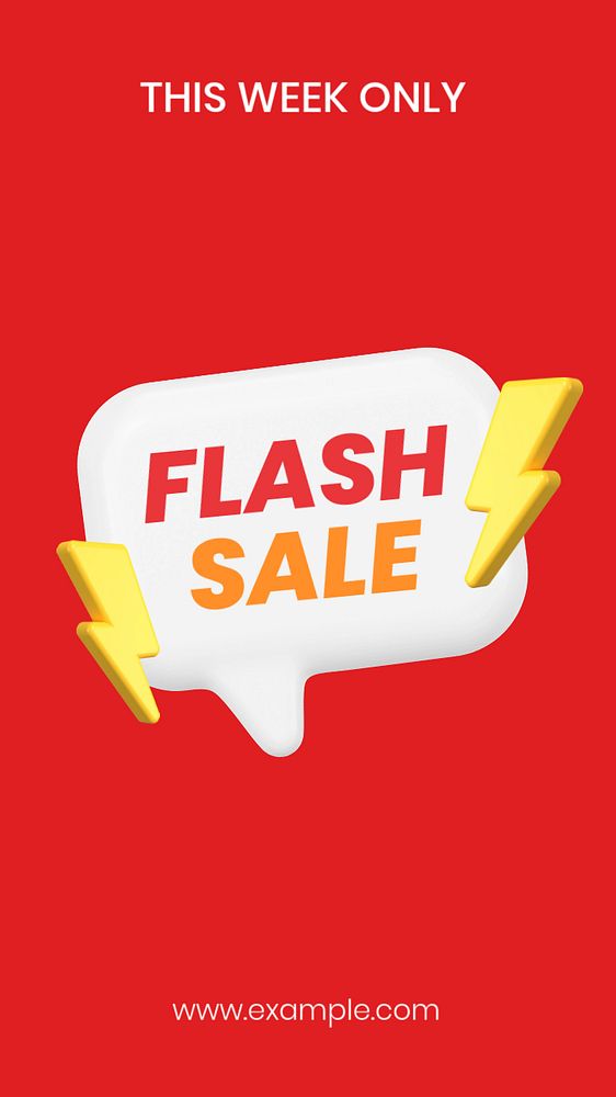 Flash sale Facebook story template, editable text on 3D design