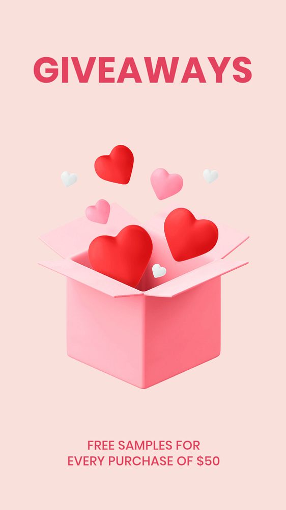 Online giveaway Instagram story template, editable text on 3D design