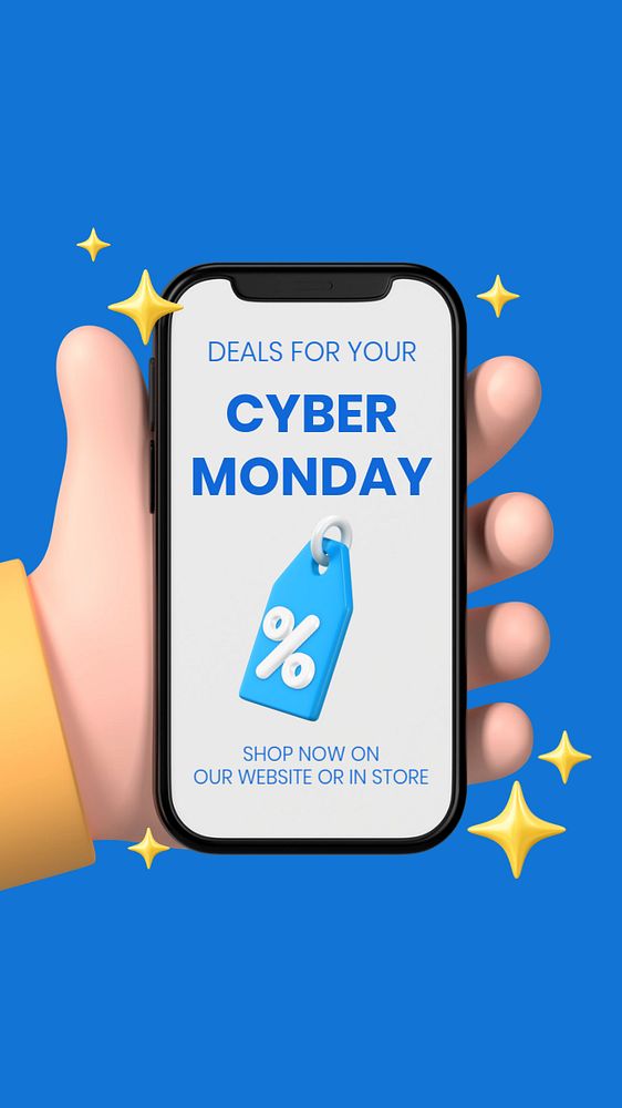 Cyber Monday Instagram story template, editable text on 3D design