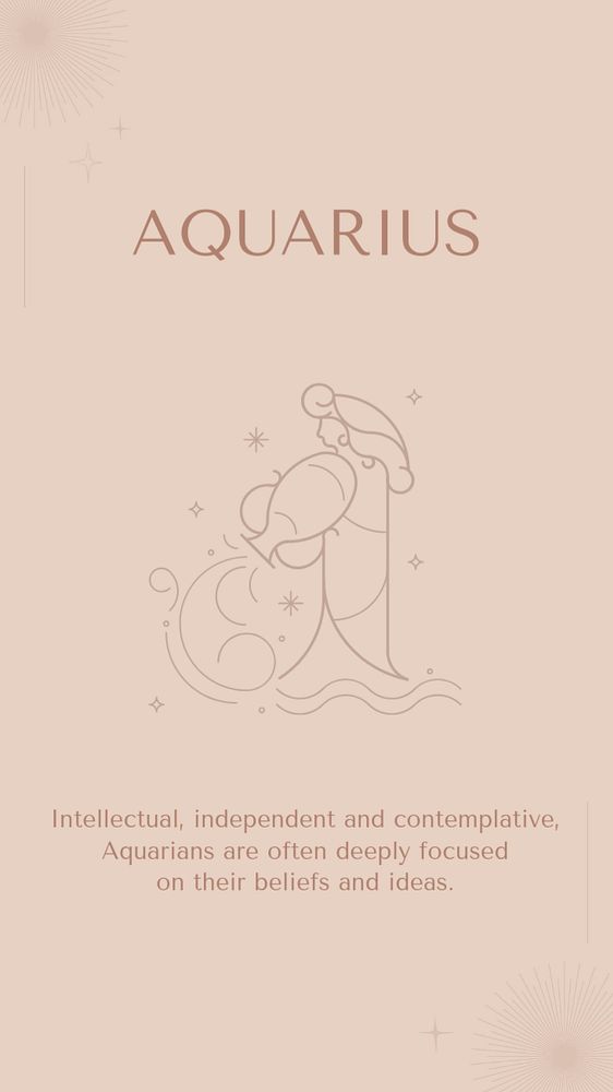 Aquarius horoscope Facebook story template, brown aesthetic