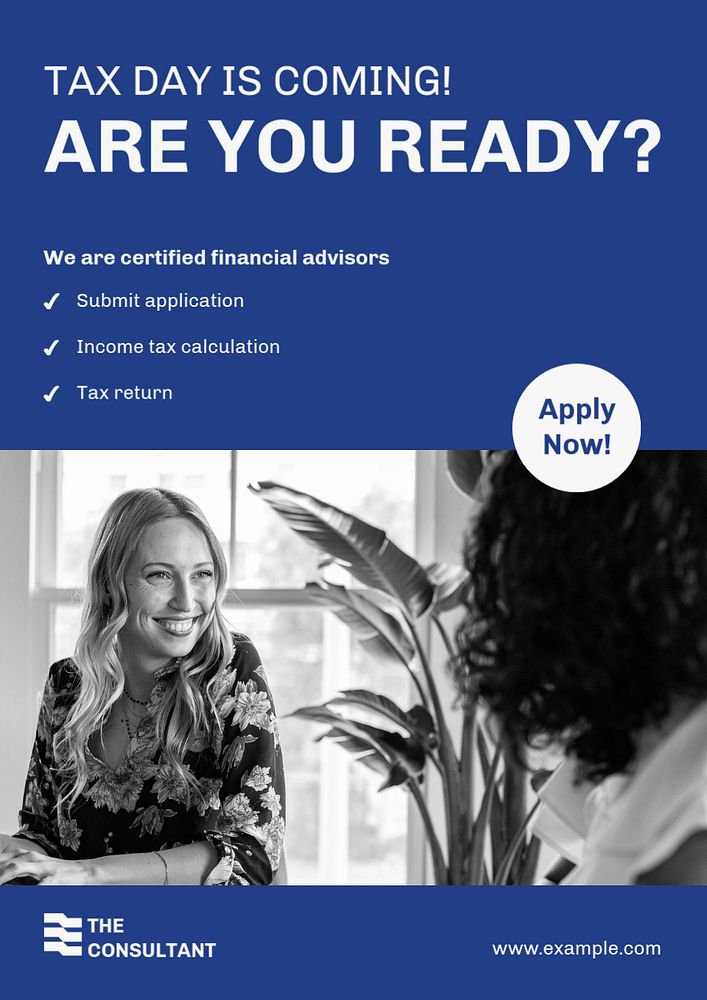 Financial consulting poster template, tax advisor service