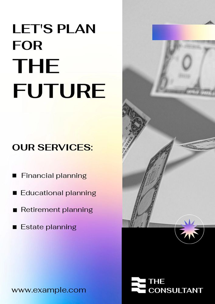 Financial planning poster template, tax advisor service