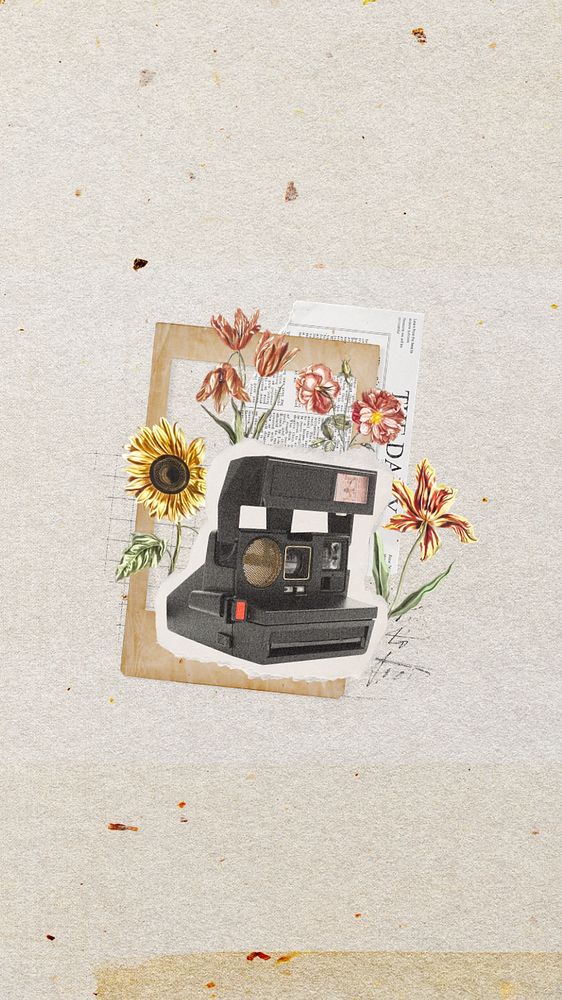 Aesthetic film camera, editable collage remix design