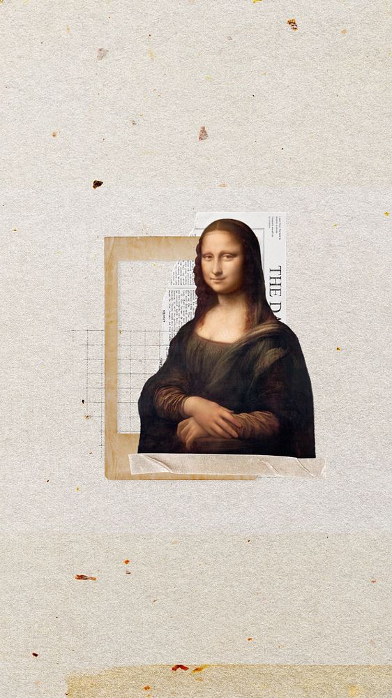 Mona Lisa aesthetic iPhone wallpaper, editable Leonardo da Vinci's famous artwork. Remixed by rawpixel.