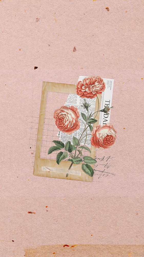 Vintage flower, editable collage remix design