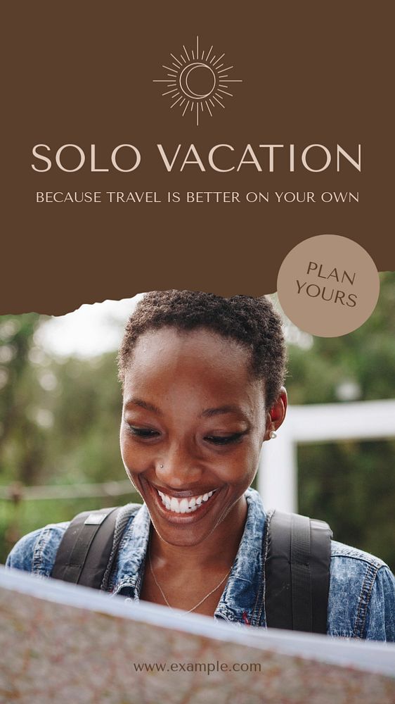 Solo travel social story template, editable text