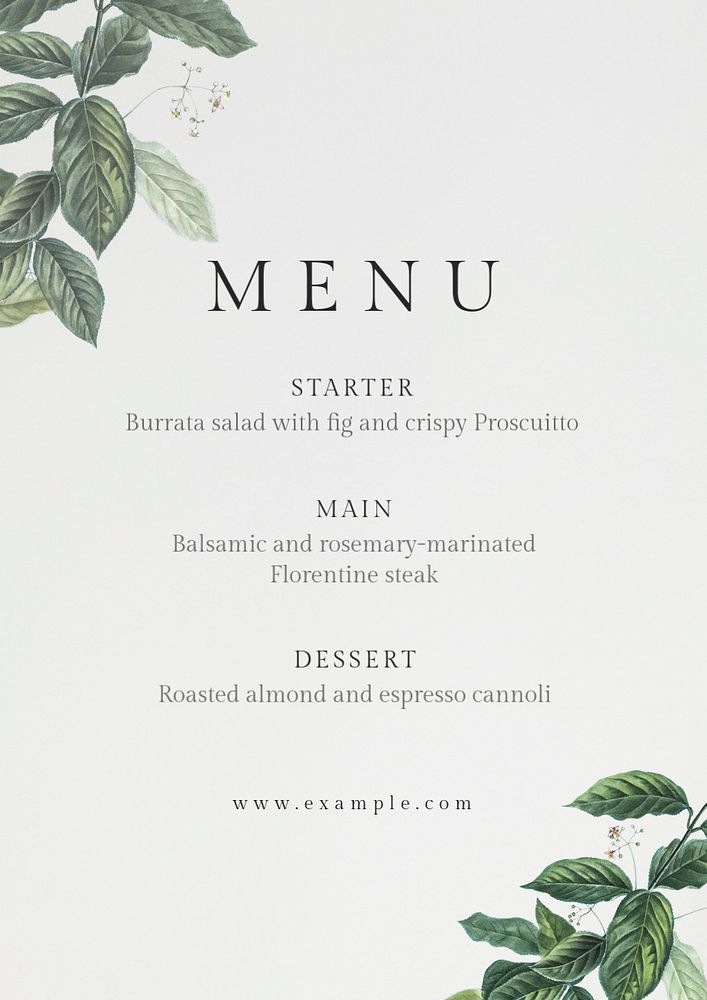 Food menu poster template, editable text and design