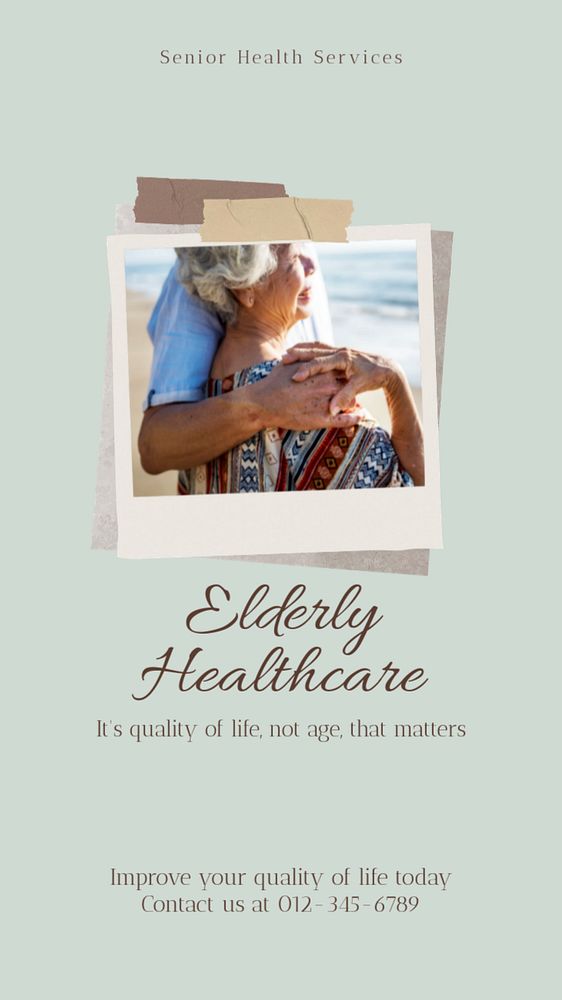 Elderly healthcare social story template, editable text