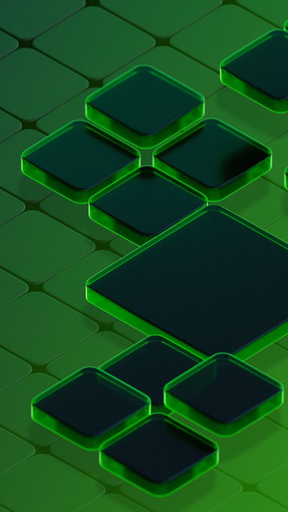 Editable green tiles mobile wallpaper, 3D geometric shape