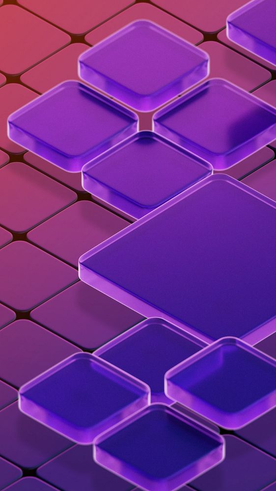 Purple 3D tiles mobile wallpaper, editable geometric shape