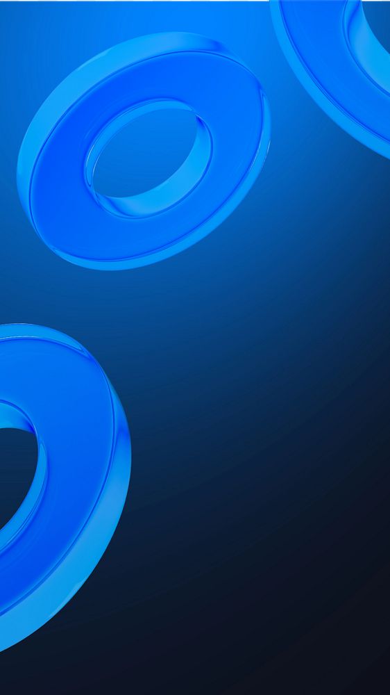 3D geometric blue rings mobile wallpaper, editable remix design