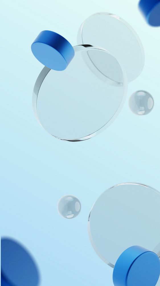 Editable geometric blue mobile wallpaper, 3D round shape design