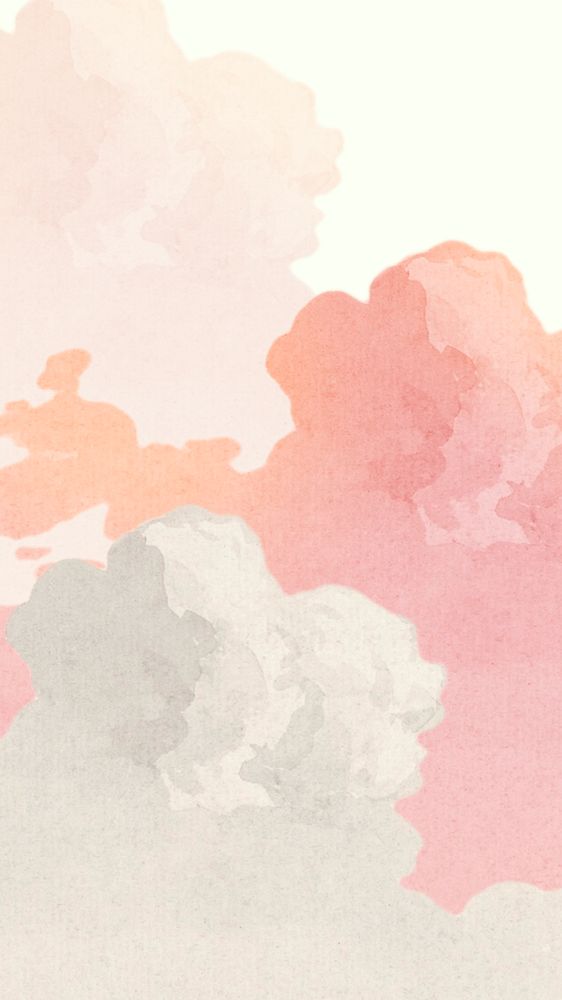 Pink cloudy sky mobile wallpaper, editable pastel cloud design