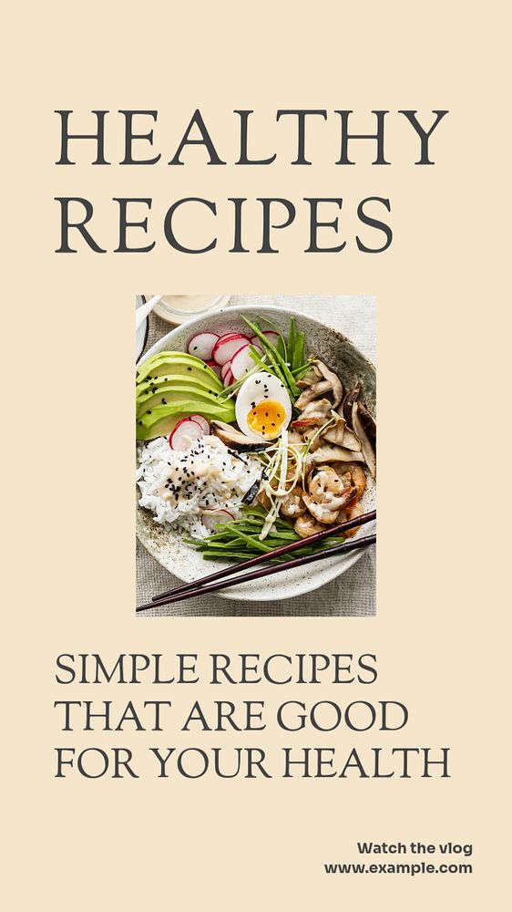 Healthy recipes social story template, editable text