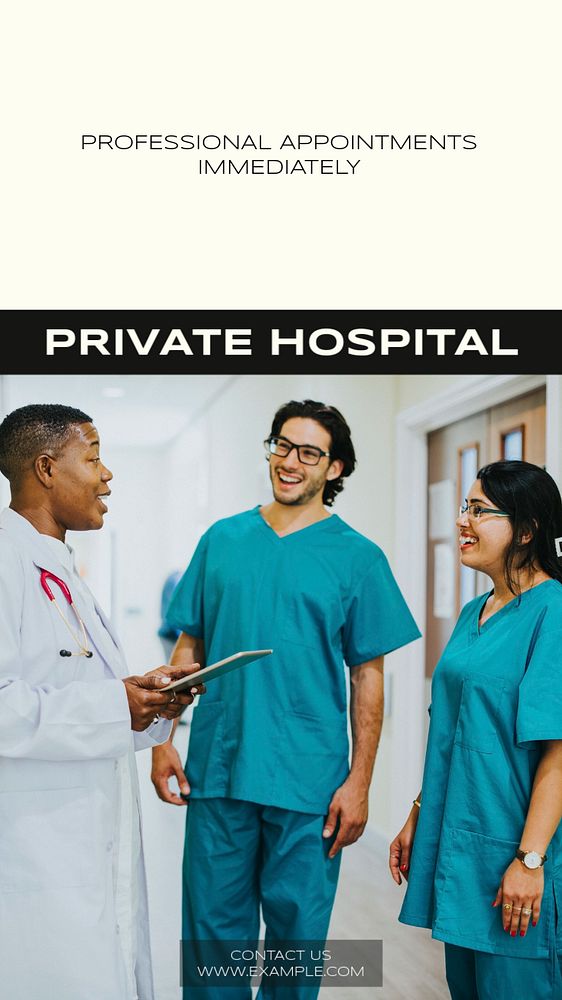 Private hospital social story template, editable text