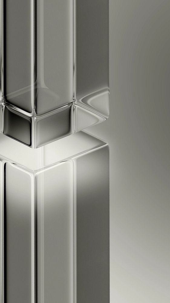 Gray glass pillar mobile wallpaper, editable 3D geometric shape