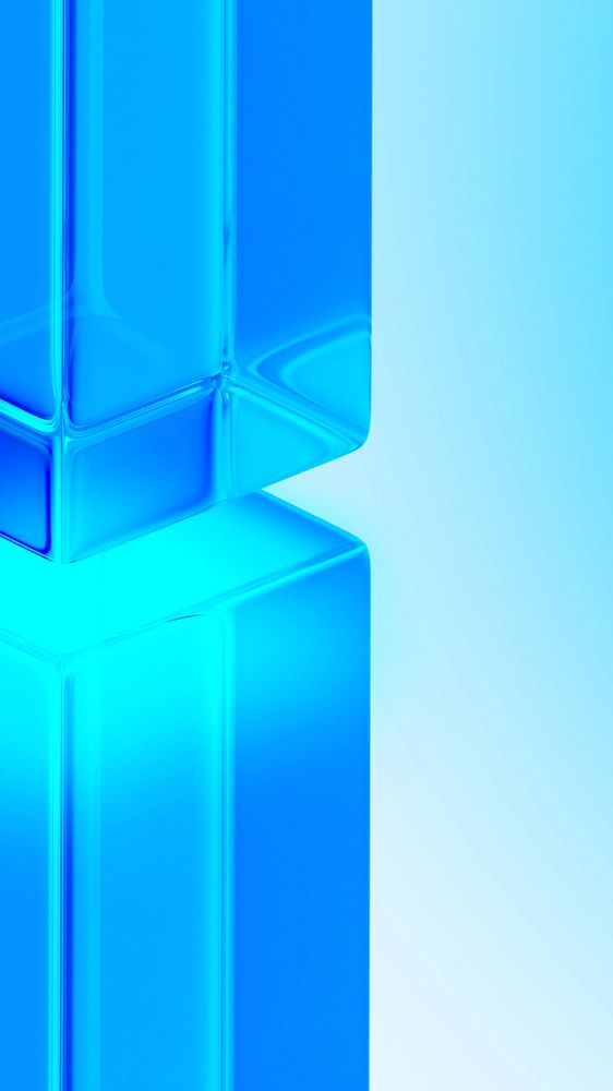 Editable blue glass pillar mobile wallpaper, 3D geometric shape design