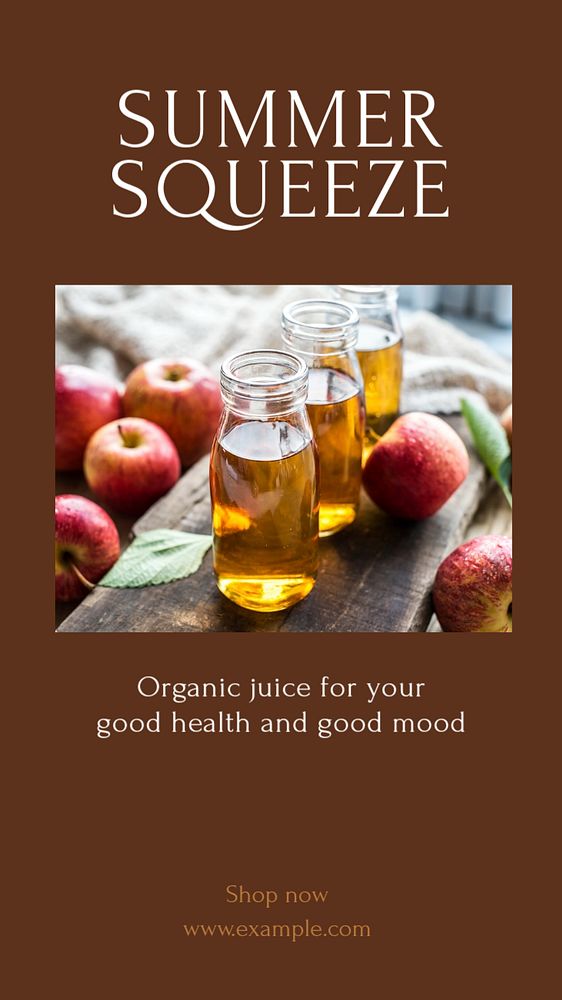 Organic juice social story template, editable text