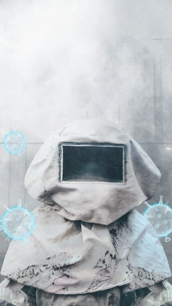 Anti-virus protective suit mobile wallpaper, digital remix, editable design