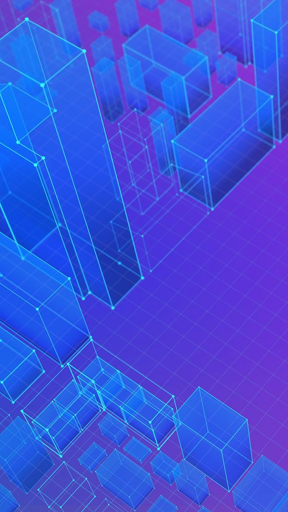 Smart city, editable gradient wireframe buildings design