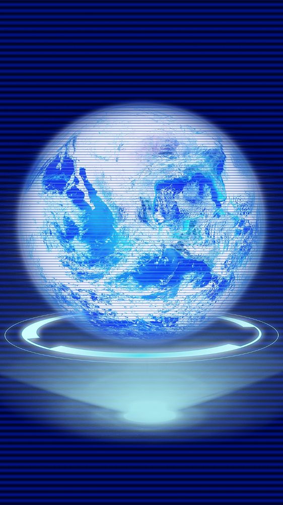 Hologram futuristic earth phone wallpaper, digital remix, editable design