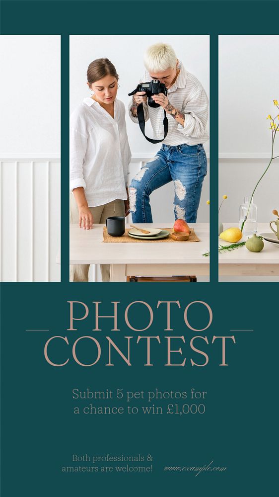 Photo contest social story template, editable text