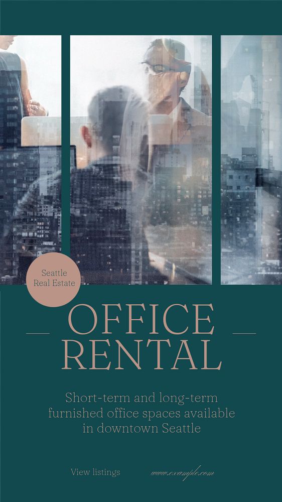 Office rental social story template, editable text