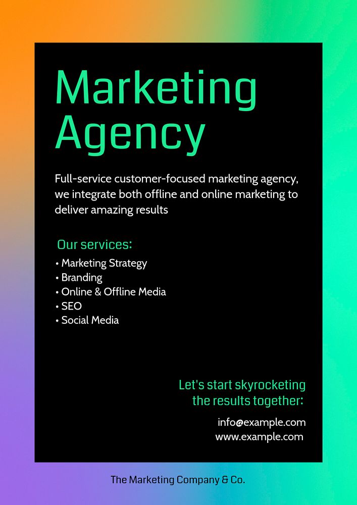 Marketing agency, editable template for poster