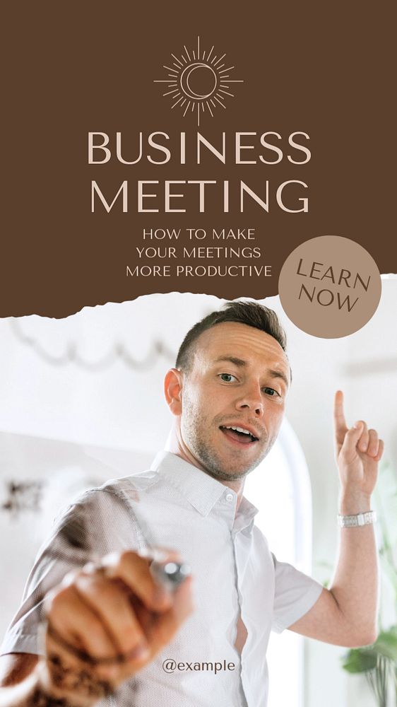 Business meeting social story template, editable text