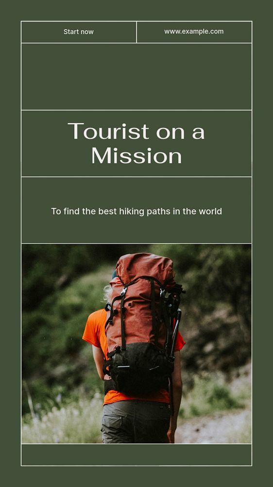 Tourist on mission social story template, editable text