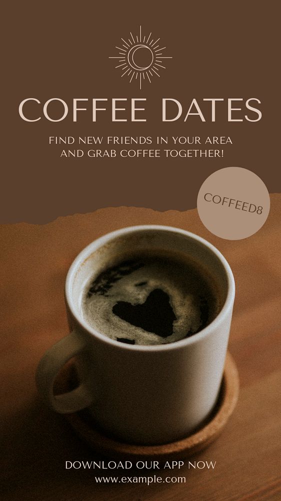 Coffee dates social story template, editable text