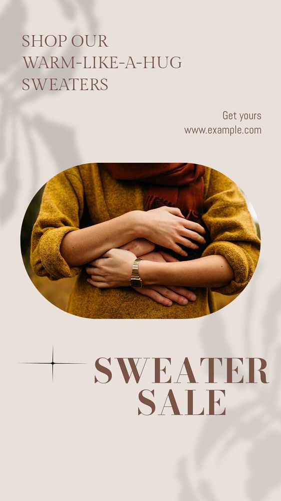 Sweater sale social story template, editable text