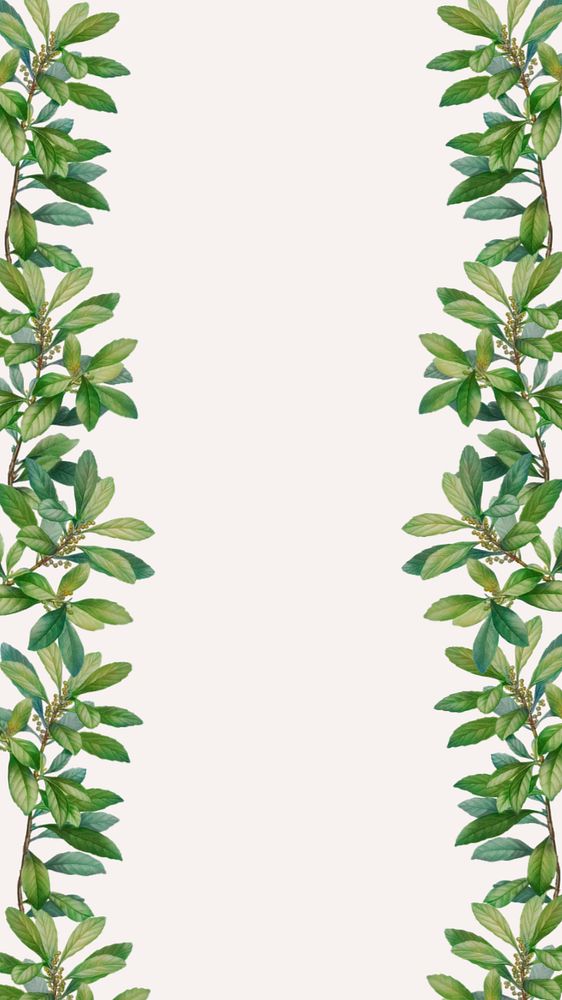 Tropical mobile wallpaper, editable green leaf border design